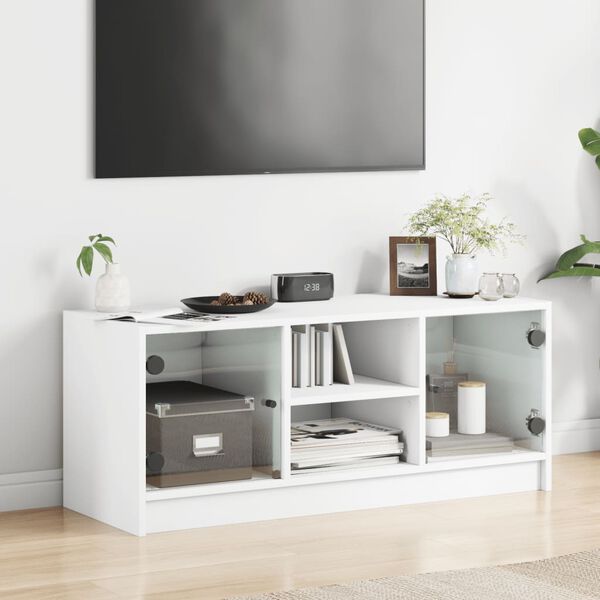 vidaXL TV Cabinet White Engineered wood Medium Sleek TV Cabinet