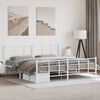 vidaXL Bed Frame White Powder-Coated Steel Full Bed Frame Rectangular