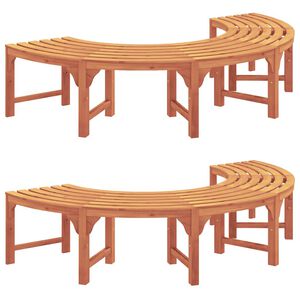 vidaXL Tree Bench 2 pcs Brown 160 x 160 x 45cm Solid Eucalyptus wood