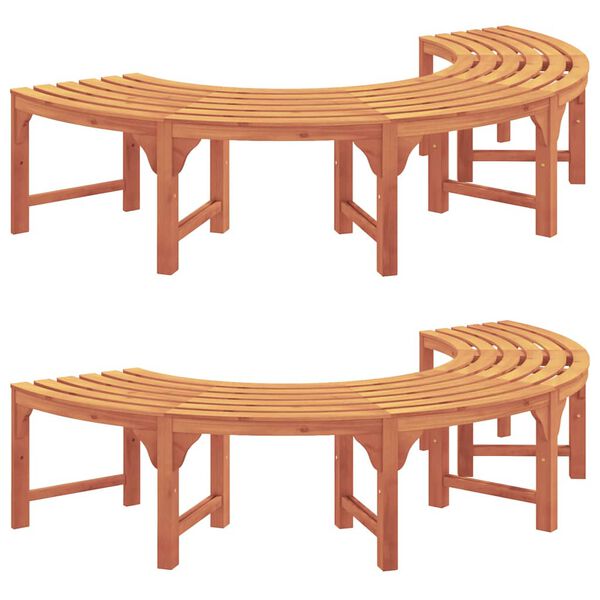 vidaXL Tree Bench 2 pcs Brown 160 x 160 x 45cm Solid Eucalyptus wood