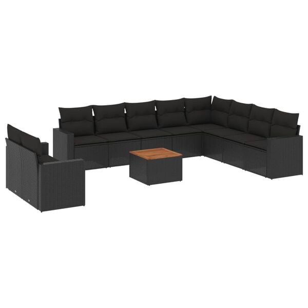 vidaXL Garden Sofa Set Black
