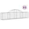 vidaXL Gabion Basket Set of 3 Silver Galvanized iron Large