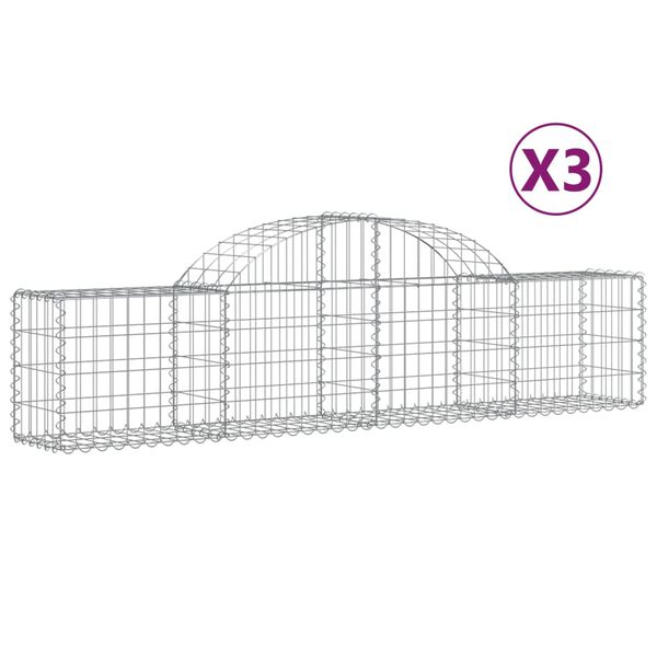 vidaXL Gabion Basket Set of 3 Silver Galvanized iron Large