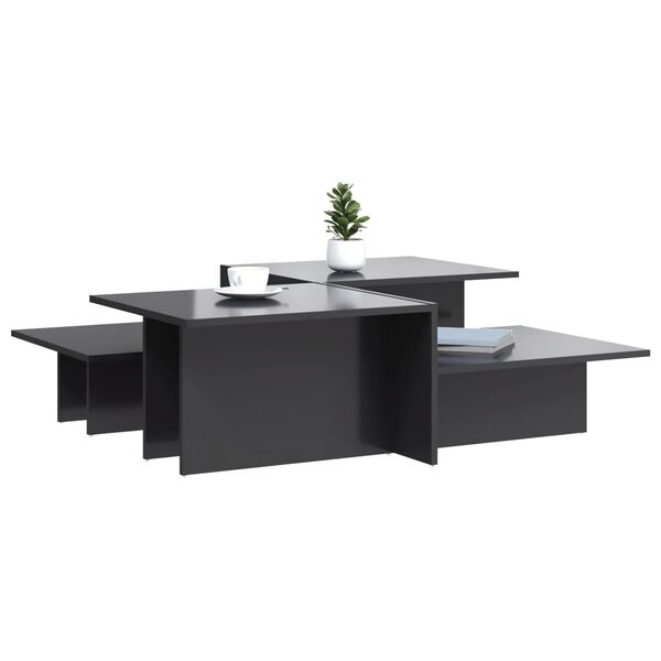 vidaXL Coffee Table Set of 2 High gloss gray Engineered wood