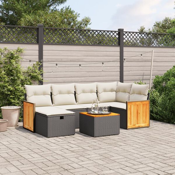 vidaXL Garden Sofa Set Black, Cream White