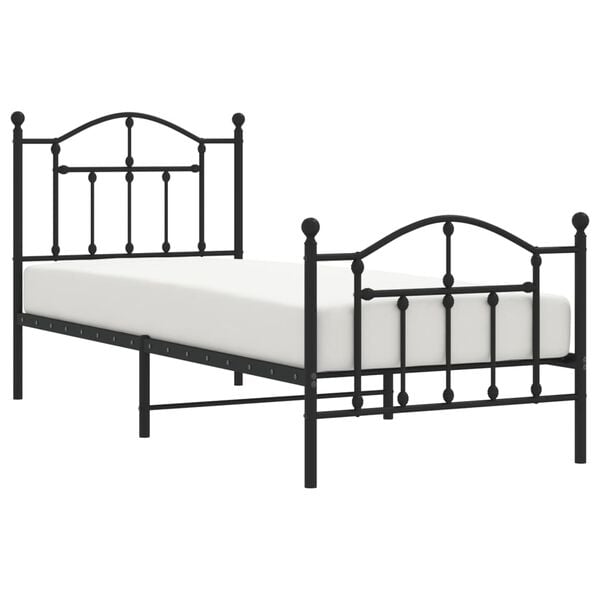 vidaXL Bed Frame Black Steel 35.4 x 74.8 in Bed Frame Rectangular