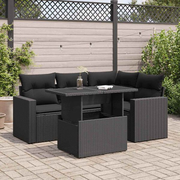 vidaXL Garden Sofa Set Black