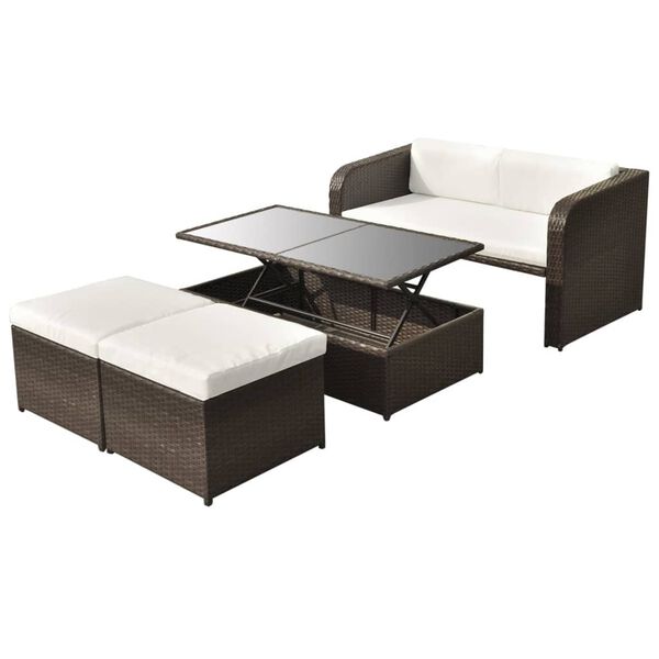 vidaXL Outdoor Furniture Set Brown, Cream White