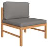 vidaXL Garden Lounge Set Grey Solid Teak Wood, Polyester Large Modular
