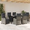 vidaXL Garden Dining Set with Cushion 7 pcs Grey Poly Rattan