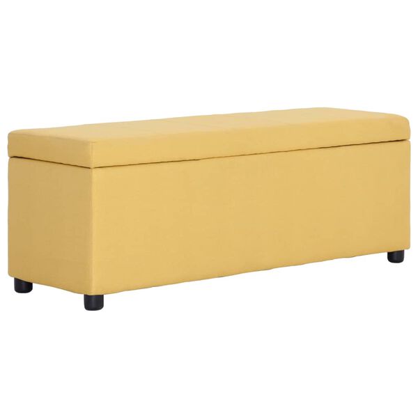 vidaXL Bench Yellow Polyester, Wood Large Storage Bench Rectangular