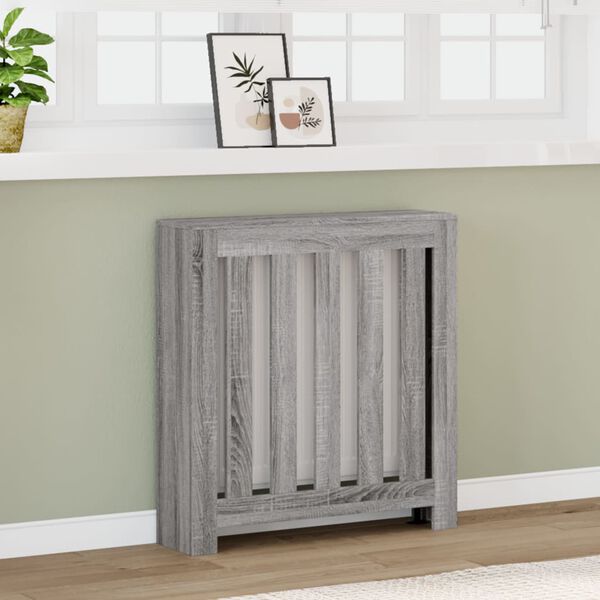 vidaXL Radiator Cover Grey Sonoma 30.7x7.9x32.3" Engineered Wood