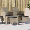 vidaXL Patio Sofa 2-Seater with Table and Stools Light Grey Poly Rattan