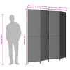 vidaXL Room Divider 4 Panels Black Poly Rattan
