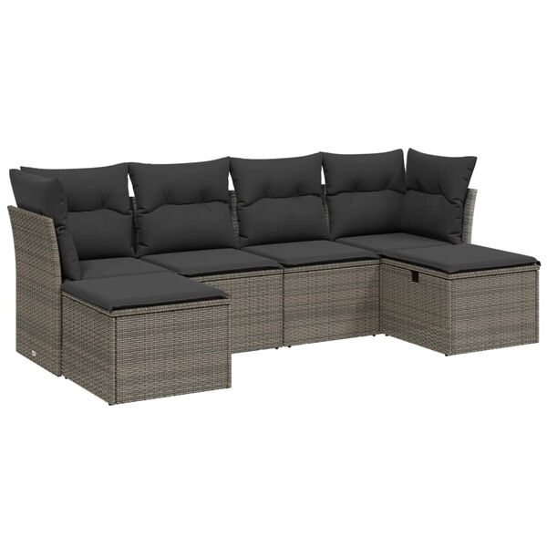 vidaXL Garden Sofa Set Grey Poly Rattan Large Modular Garden Sofa Set