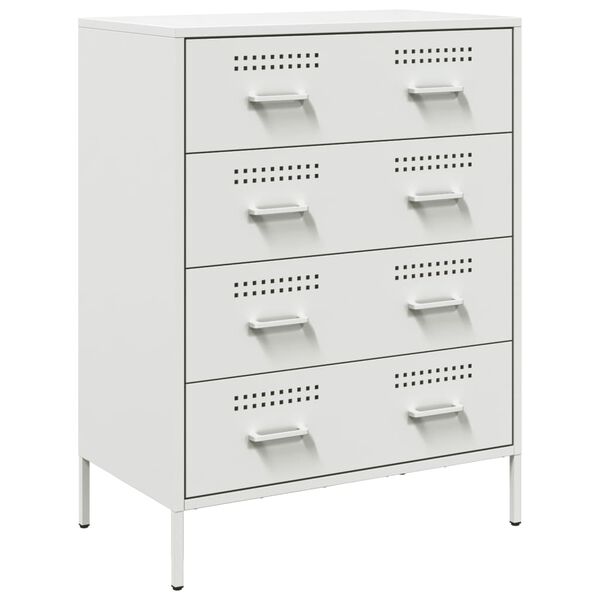 vidaXL Sideboard White Steel Medium Sideboard Rectangular Industrial
