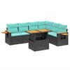 vidaXL 7 Piece Patio Sofa Set with Cushions Black Poly Rattan