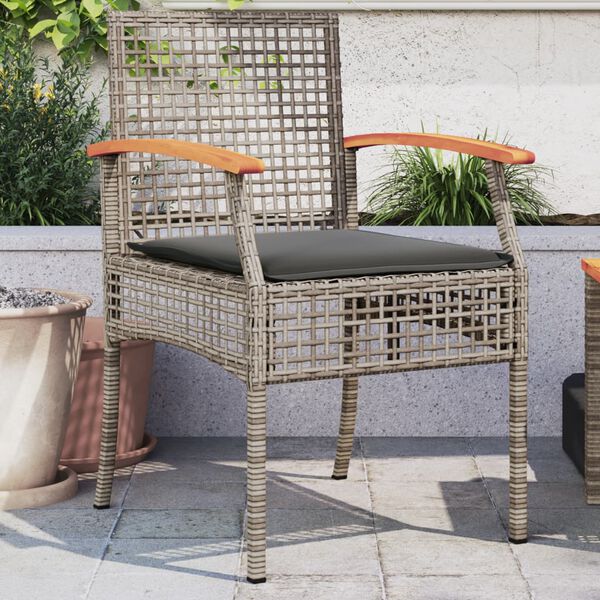 vidaXL Garden Chair Set of 2 Grey and Brown PE rattan Medium