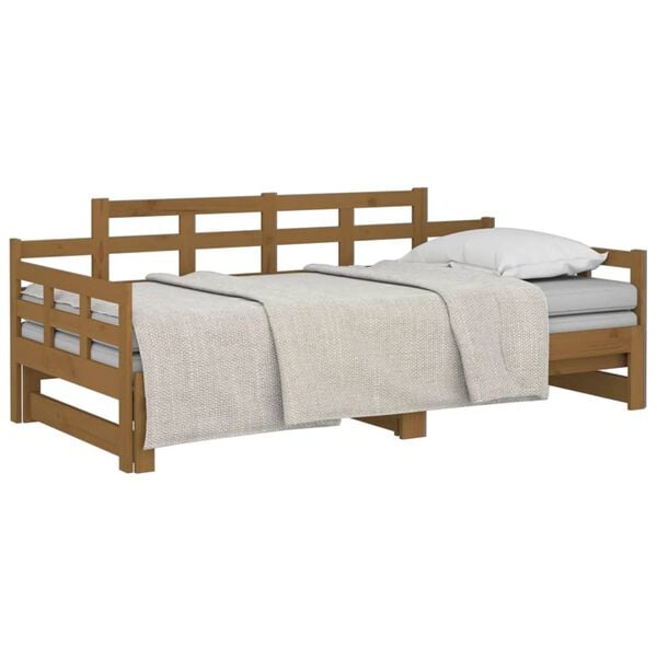 vidaXL Day Bed Honey brown Solid pine wood 2x