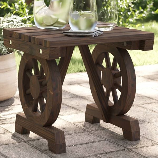 vidaXL Garden Footrest Burnt wood Solid fir wood 15.7 x 14.4 x 15.2 in