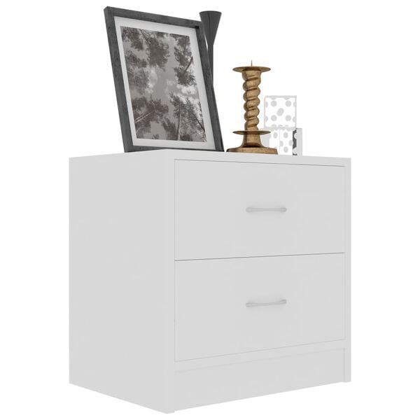 vidaXL Bedside Cabinet White Engineered Wood 15.7 x 11.8 x 15.7 in