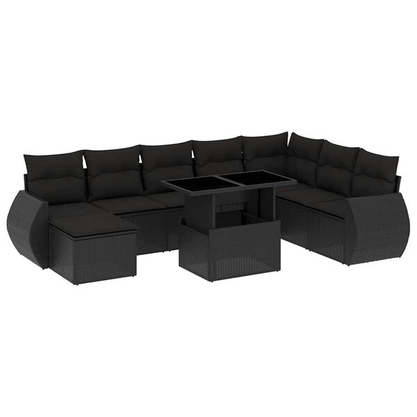 vidaXL Garden Sofa Set Black