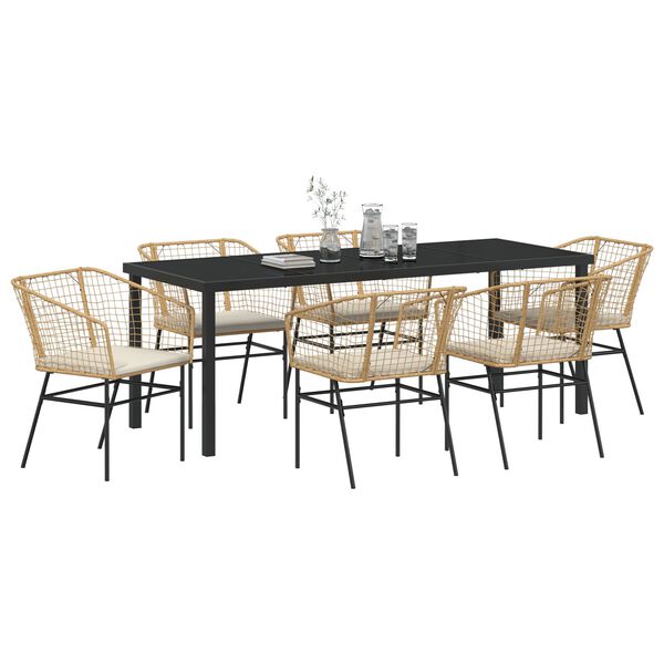 vidaXL Garden Dining Set 7 pcs Brown poly rattan
