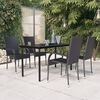 vidaXL Garden Dining Set Black PE rattan, powder-coated steel, glass
