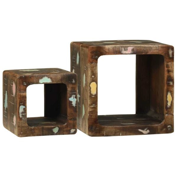 vidaXL TV Unit 2 pcs Multicolour 36 x 30 x 36 cm solid reclaimed wood