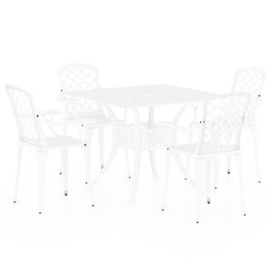 vidaXL Bistro Set White Cast aluminum 5 Piece Set Durable Bistro Set