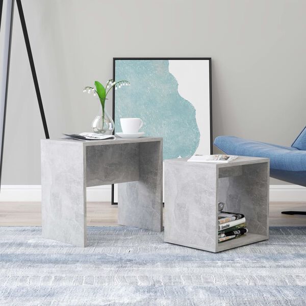 vidaXL Coffee Table Concrete grey Engineered wood Small Stackable