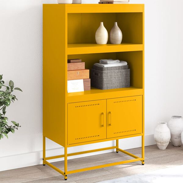 vidaXL Highboard Mustard Yellow Steel Medium Highboard Rectangular