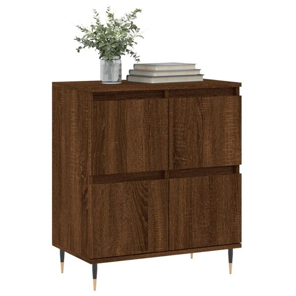 vidaXL Sideboard Brown Oak Engineered Wood, Metal Medium Sideboard