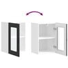 vidaXL Kitchen Wall Cabinet Black Engineered wood and glass Medium