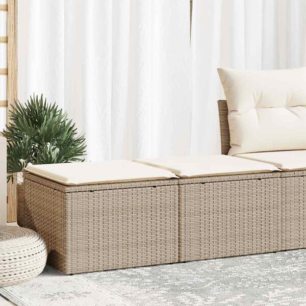 vidaXL Garden Sofa Set Beige Poly Rattan, Acacia Wood, Polyester, Foam