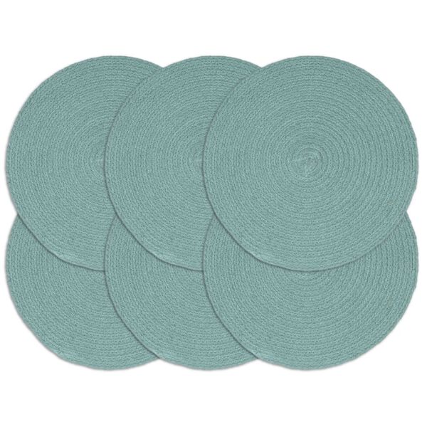 vidaXL Placemat Set of 6 Plain Green 100% Cotton 15 in Diameter
