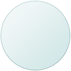 vidaXL Table Top Transparent Tempered Glass 27.6 in Table Top Round