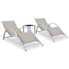 vidaXL Sun Lounger Cream for loungers, Black and Silver for table