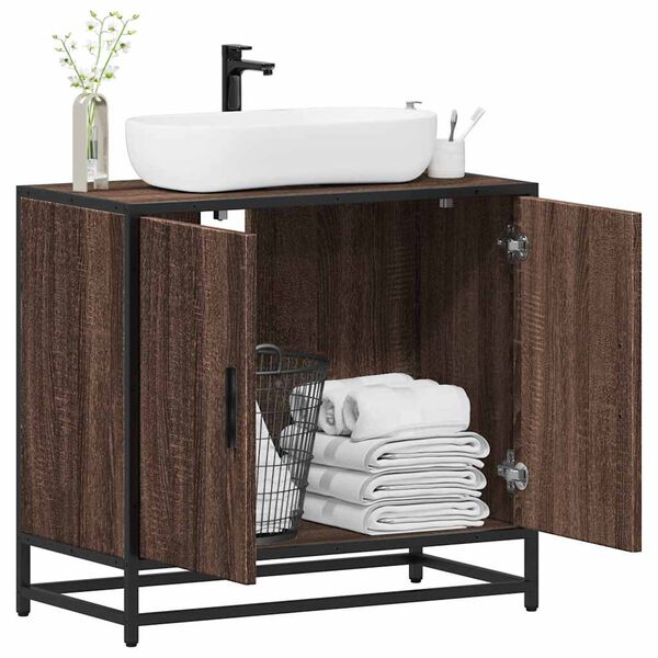 vidaXL Bathroom Sink Cabinet brown oak 25.59 x 12.99 x 23.62 in