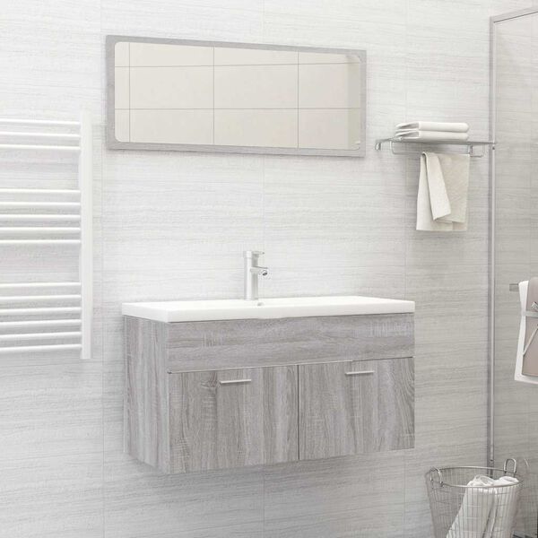 vidaXL Bathroom Furniture Set Grey Sonoma Engineered Wood Standard