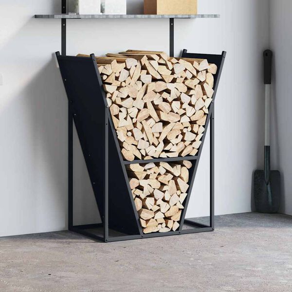 vidaXL Firewood Rack Anthracite 27.4x13.8x31.9" Cold-rolled steel