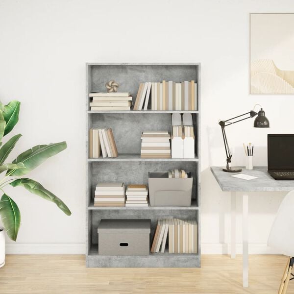 vidaXL Bookcase Concrete Grey Engineered Wood Medium Rectangular