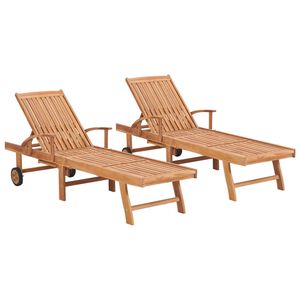 vidaXL Sun Lounger Set of 2 Brown