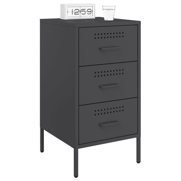 vidaXL Bedside Cabinet Set of 2 Black Cold-rolled steel Medium