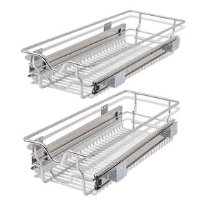 vidaXL Pull-Out Wire Baskets 2 pcs Silver 11.8"