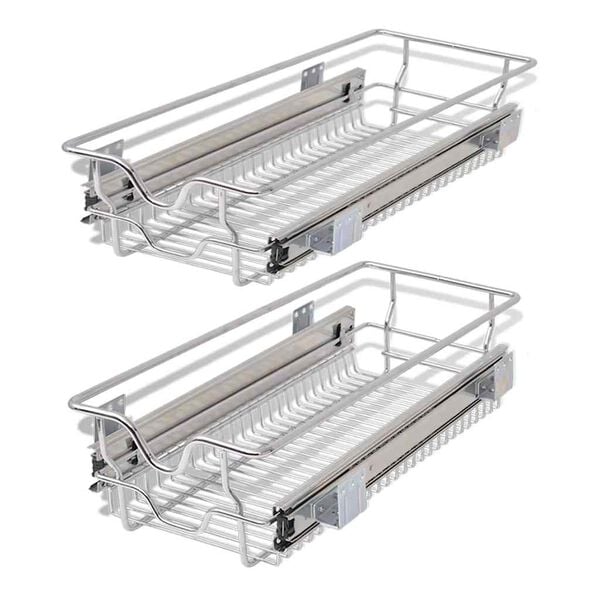 vidaXL Pull-Out Wire Baskets 2 pcs Silver 11.8"