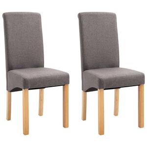 vidaXL Dining Chair Set of 2 Taupe Fabric and wood Regular Ergonomic