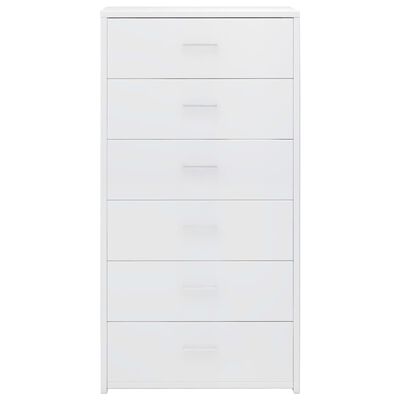 vidaXL Sideboard with 6 Drawers High Gloss White 19.7"x13.4"x37.8" Engineered Wood