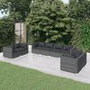 vidaXL Garden Lounge Set Grey PE Rattan, Powder-coated Steel, Plastic