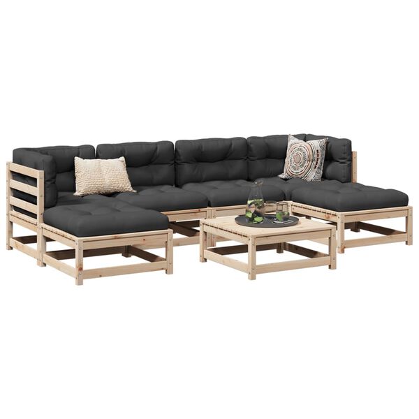 vidaXL Patio Sofa Set Anthracite Solid Pine Wood, Oxford Fabric, PP Cotton